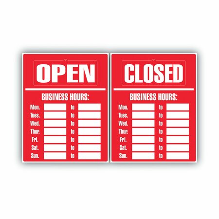 COSCO Business Hours Sign, 15x19, Red, 19" Height, 15" Width 098072